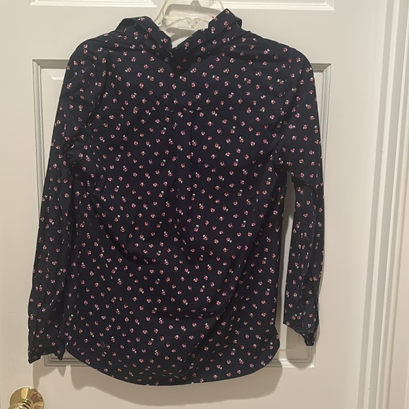 Banana Republic Half Button Down Shirt Navy with Flowers Size Small - Picture 4 of 4